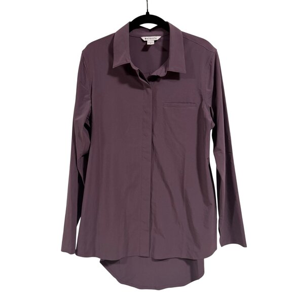 Athleta Urbanite 2.0 High-Low Button-Up Top Dark‎ Sky Violet Size S - Picture 1 of 8